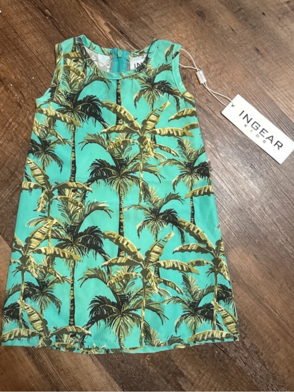 Ingear Kids Aqua Palm-Print Girls Dress